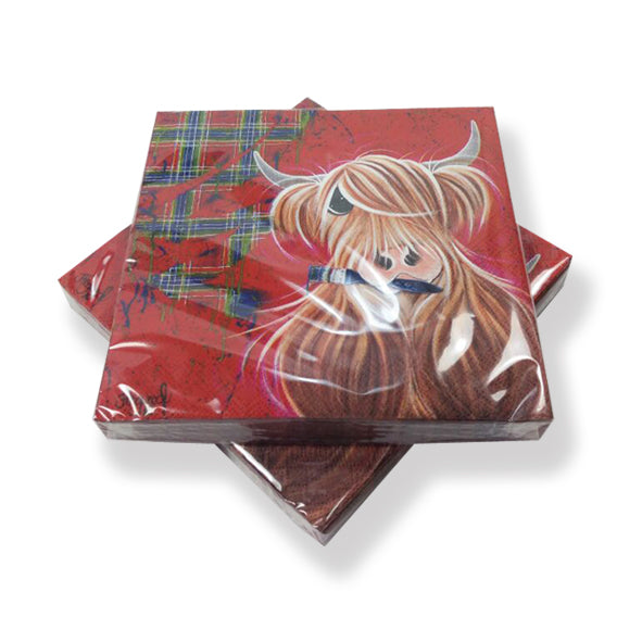 McMoo Tartan Paint Highland Cow Paper Napkins (PN01TP)