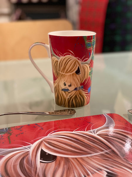 McMoo Tartan Paint Bone China Mug x1