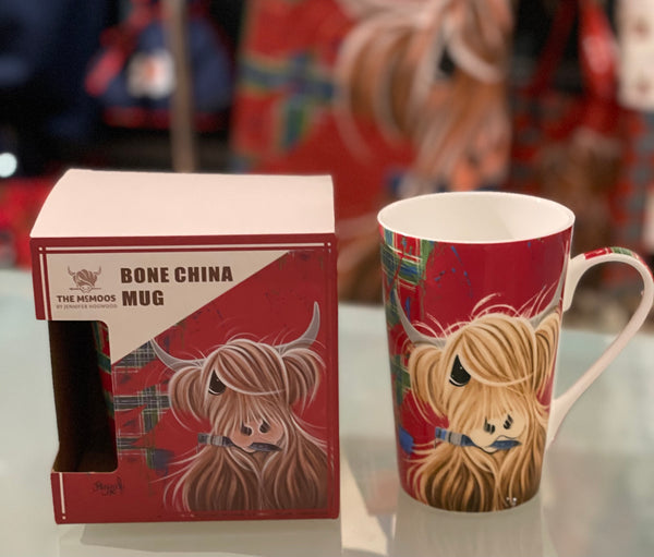 McMoo Tartan Paint Bone China Mug x1