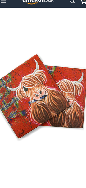 McMoo Tartan Paint Highland Cow Paper Napkins (PN01TP)