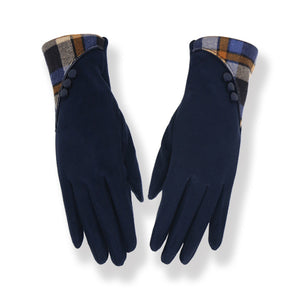 Navy Check Ladies Gloves (GL40)