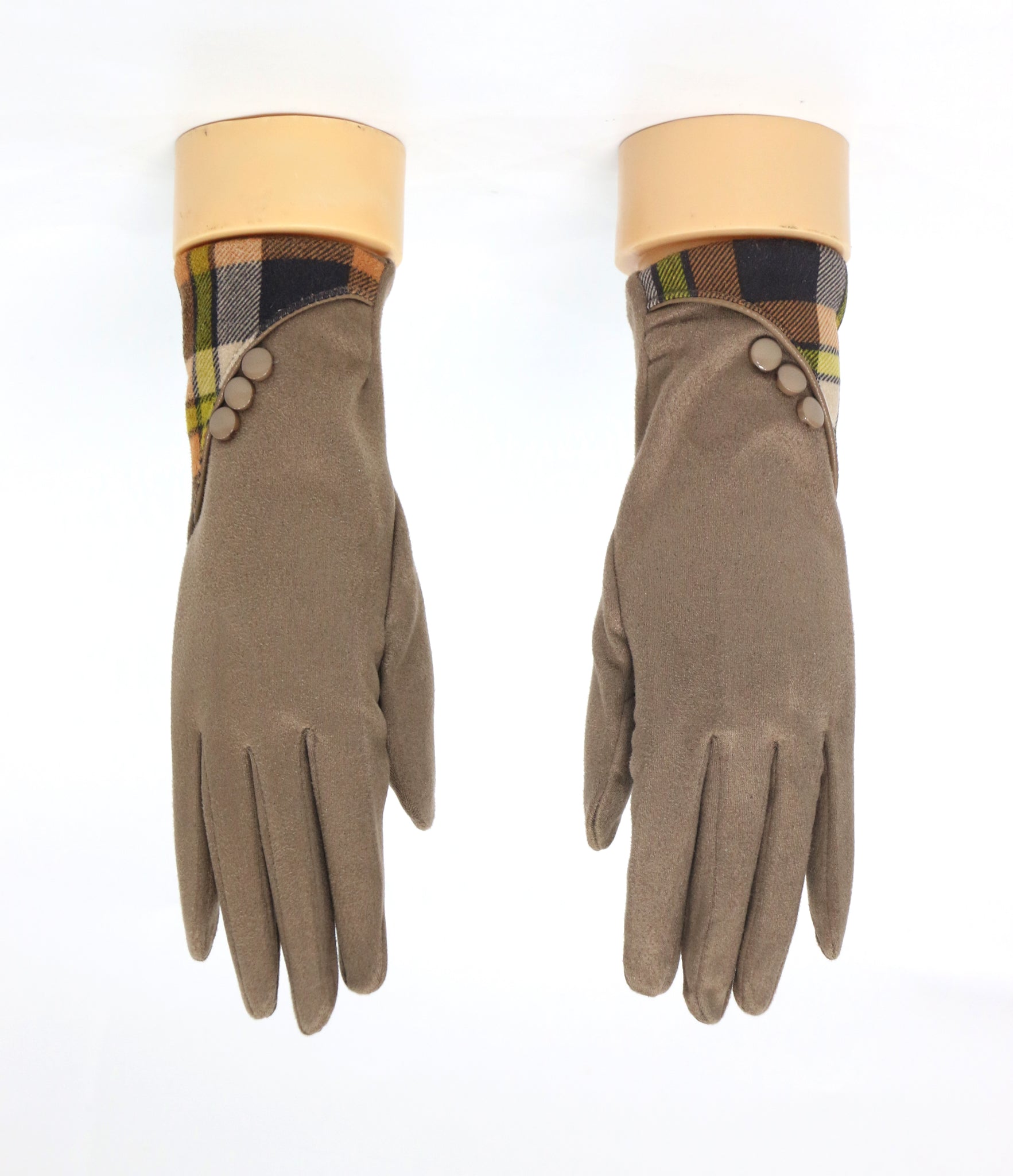 Beige Check Ladies Gloves (GL43)