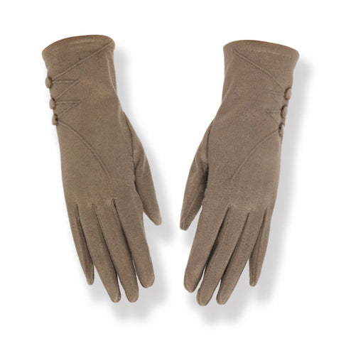 Ladies Beige Gloves With Button Detail (GL50)