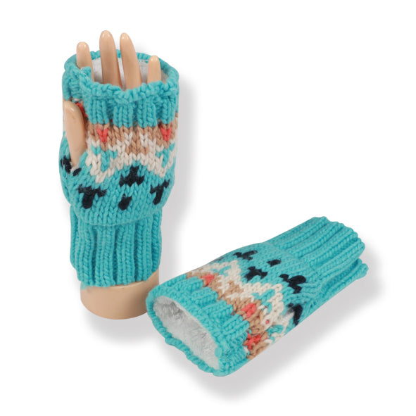 COUTHIE AZTEC DESIGN BLUE MITTS (MITT30)