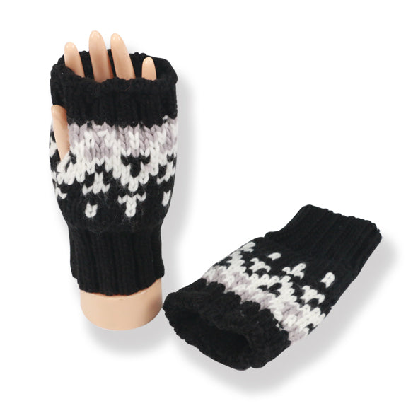 COUTHIE AZTEC DESIGN BLACK MITTS (MITT32)