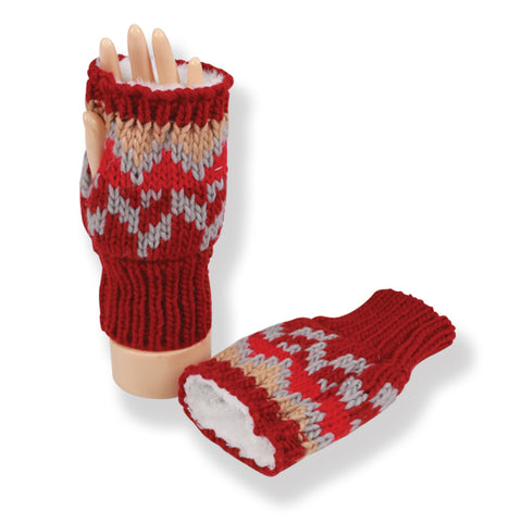 COUTHIE AZTEC DESIGN RED MITTS (MITT33)