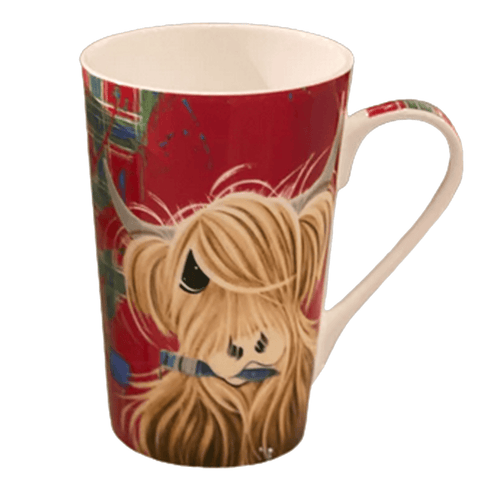 McMoo Tartan Paint Bone China Mug x1