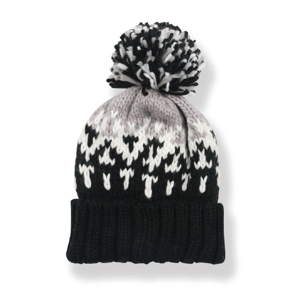 COUTHIE BLACK AZTEC DESIGN POM POM HAT (POM 32)