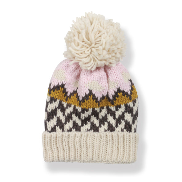 COUTHIE AZTEC DESIGN CREAM POM POM HAT (POM34)