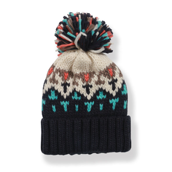 COUTHIE AZTEC DESIGN NAVY POM POM HAT (POM 35)