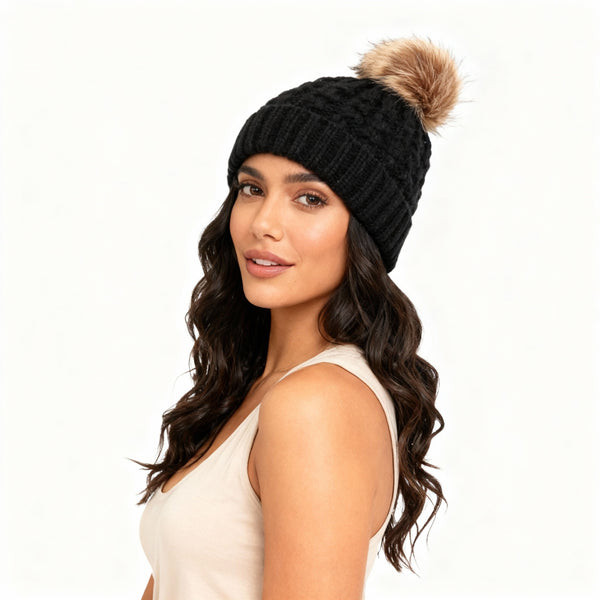 GLENMORE POM POM HAT - BLACK (POM40)