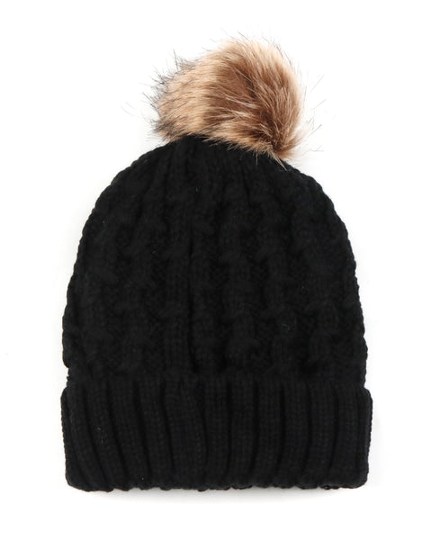 GLENMORE POM POM HAT - BLACK (POM40)