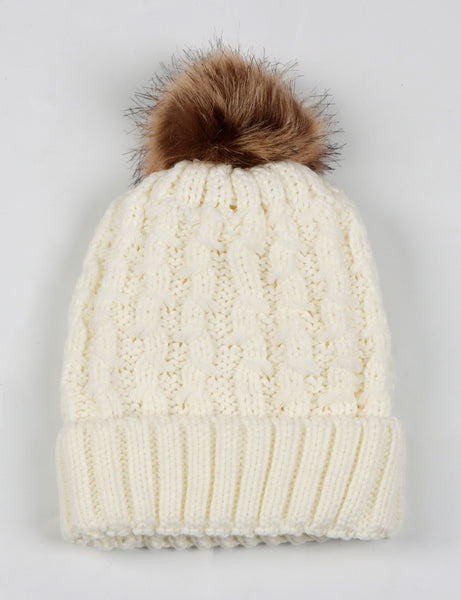GLENMORE POM POM HAT - CREAM (POM43)