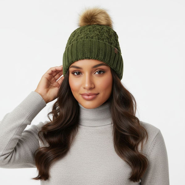 GLENMORE POM POM HAT - GREEN (POM44)