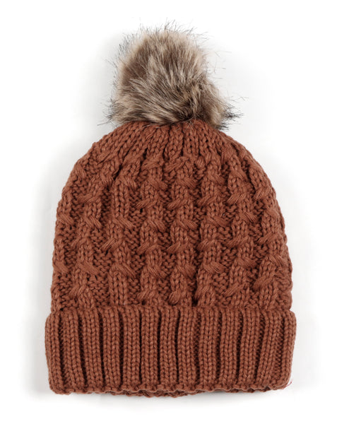 GLENMORE POM POM HAT - BROWN (POM45)