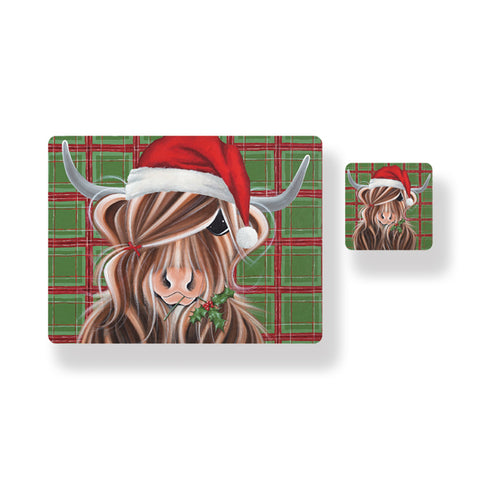 The McMoo Christmas Range Tablemat & Coaster Set (TMSETCM)