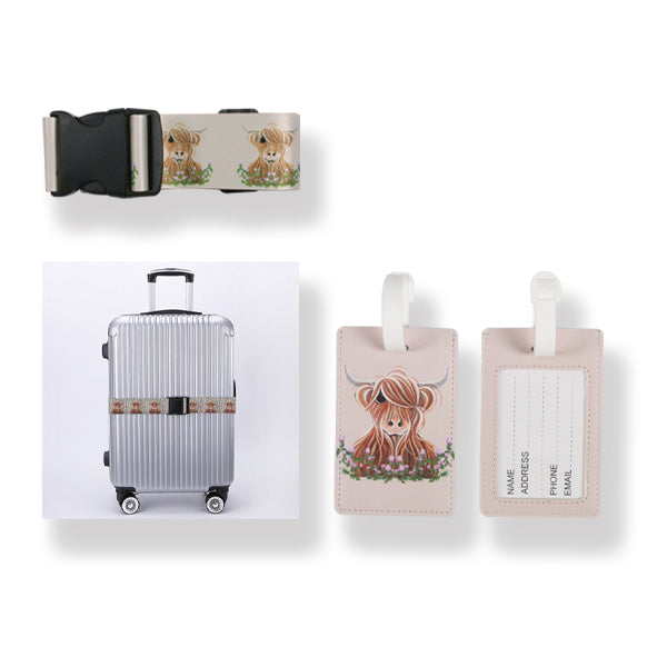 COUTHIE LUGGAGE STRAP & TAG-McMOO MISS THISTLE DESIGN (TRAV01MISS)