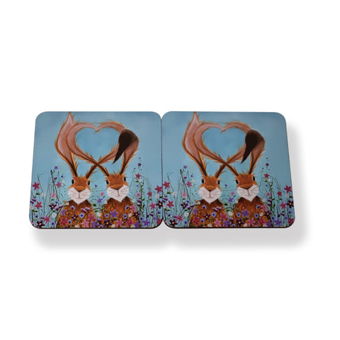Hares In Love Coasters ( Set of 6 in CDU) (CO11HARE)