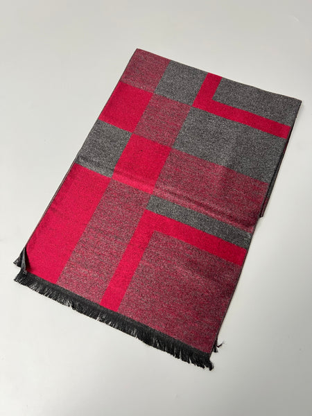Couthie Red & Grey Check Scarf (CS62)