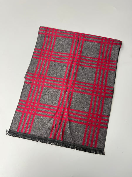 Couthie Red & Grey Scarf  (CS68)