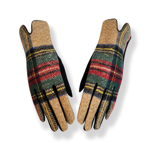 Beige Tartan Gloves (GL11)
