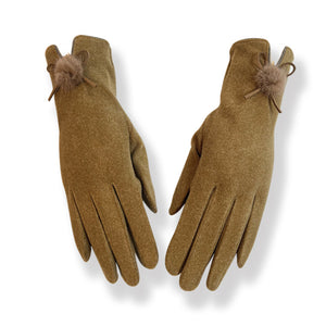 Plain Olive Gloves With Pom Pom (GL20)