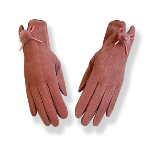 Plain Light Pink Gloves With Pom Pom (GL23)
