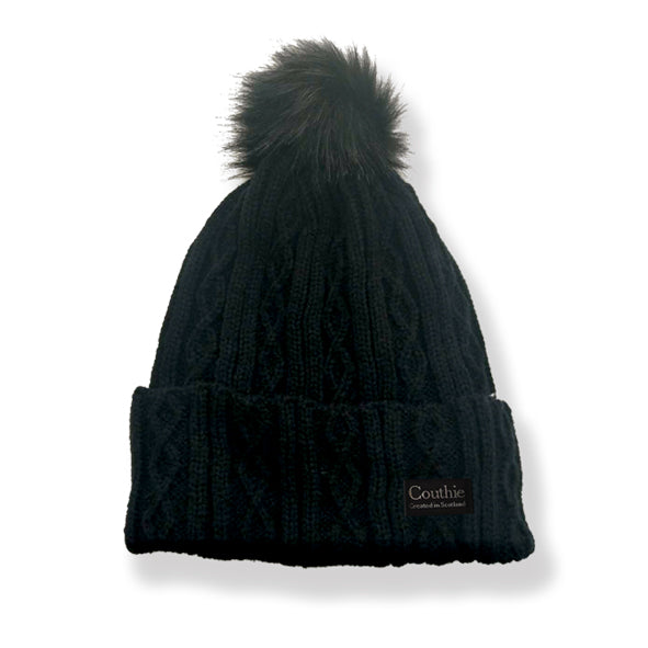 Black pom pom hat and scarf online