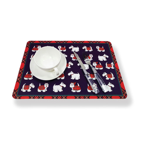 Fabric Place Mats Tartan Terrier Design (WOV01TT)