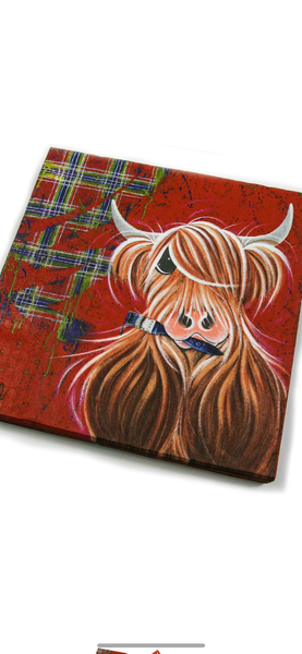 McMoo Tartan Paint Highland Cow Paper Napkins (PN01TP)