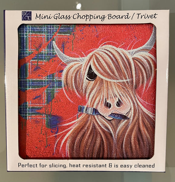 McMoo Tartan Paint Chopping board/ pot stand (POTTP)