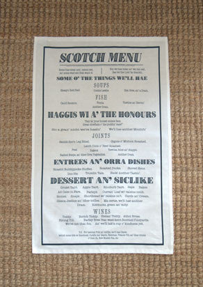 Scotch Menu - Vintage Scotland Cotton Tea Towel